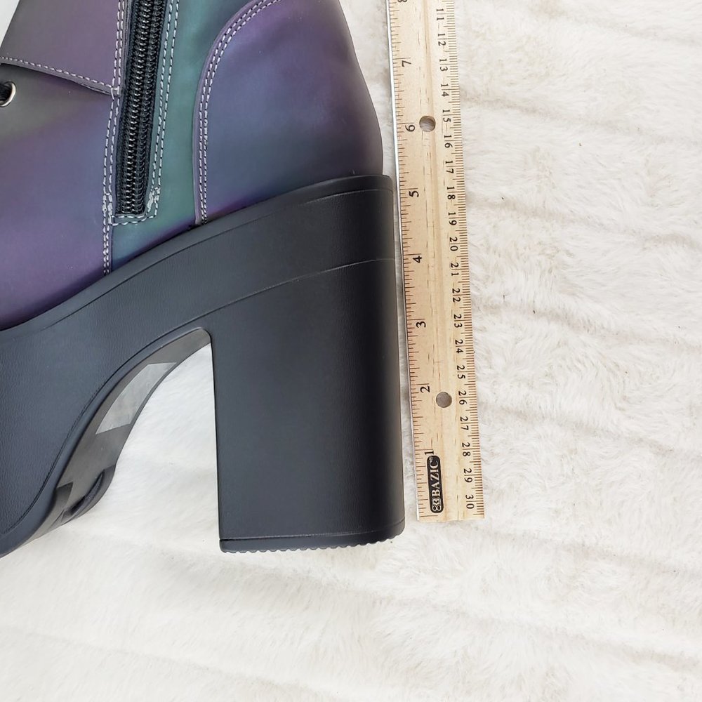 Reflective Lace Up Platform Knee Boots Cyber Punk Festival_12